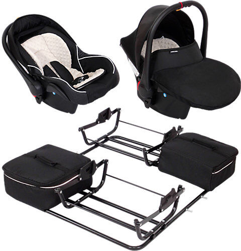 Zekiwa 2 Babyschalen ATS Plus inkl. Adapter Zwillingswagen Sport DUO, schwarz/beige  Kinder