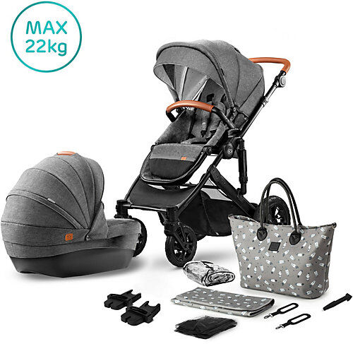 Kinderkraft Kombi Kinderwagen Prime 2020, 2in1, inkl. Mommy Bag, grau