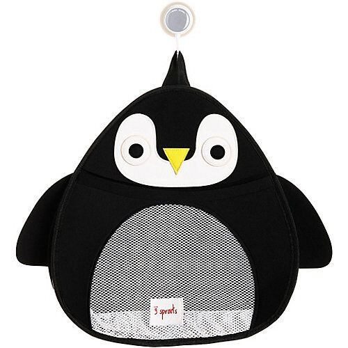 3 Sprouts Badewannennetz Pinguin, 38 x 37 cm schwarz