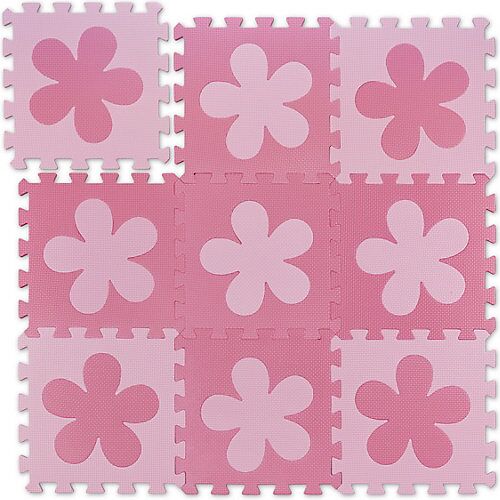 relaxdays Puzzlematte Blumenmuster rosa