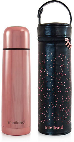 Miniland Thermoflasche Deluxe Thermo inkl. Isoliertasche, 500 ml, rosa, 2-tlg.