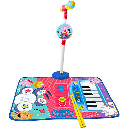 Peppa Pig 3-in-1 Musikmatte mit Klavier, Schlagzeug und Standmikrofon weiß/beige