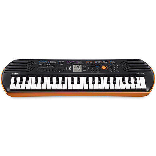 CASIO SA-76 Keyboard schwarz, Unterseite rot-orange, 44 Minitasten