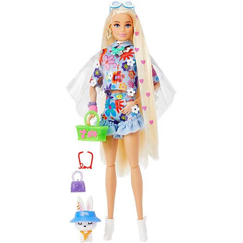 Mattel Barbie Extra Puppe Flower Power, Anziehpuppe, Modepuppe