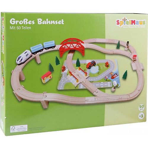 SpielMaus Holz Eisenbahn-Spielset 50-tlg. mehrfarbig