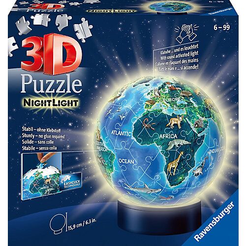 Ravensburger 2in1 Nachtlicht & puzzleball® Ø13 cm, 72 Teile , Erde