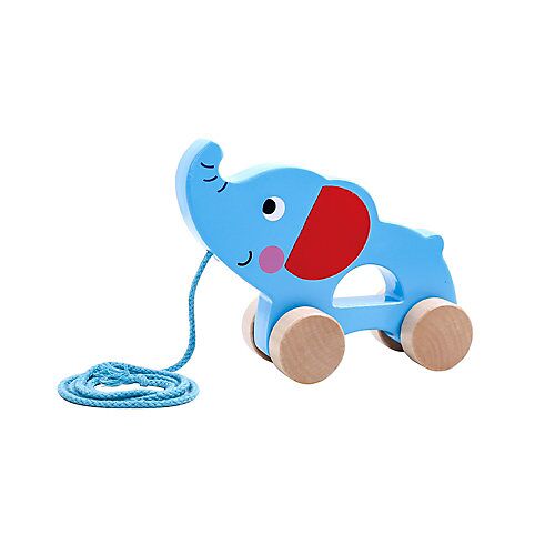 Tooky Toy Holzziehspielzeug Elefant Nachziehspielzeug blau