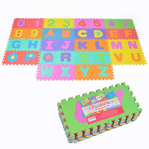 Pink Papaya Puzzlematte mit Zahlen und Buchstaben Puzzlestar ABC/123 bunt