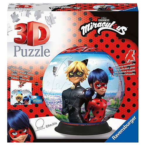 Ravensburger 3D Puzzle 11167 - Puzzle-Ball Miraculous - 72 Teile - Puzzle-Ball Erwachsene und Kinder ab 6 Jahren  Kinder
