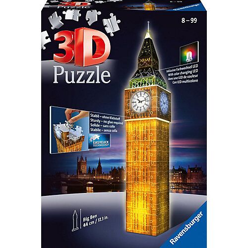 Ravensburger 3D-Puzzle Night mit LED, H44 cm, 216 Teile, Big Ben bei Nacht