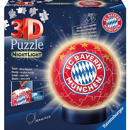 Ravensburger 2in1 Nachtlicht & puzzleball® Ø13 cm, 72 Teile , FC Bayern München