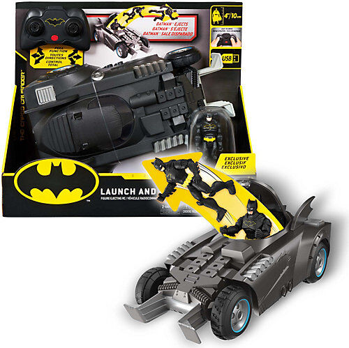 Spin Master Batman ferngesteuertes Batmobil mit Schleuderfunktion und exklusiver 10cm großer Batman Action-Figur mehrfarbig