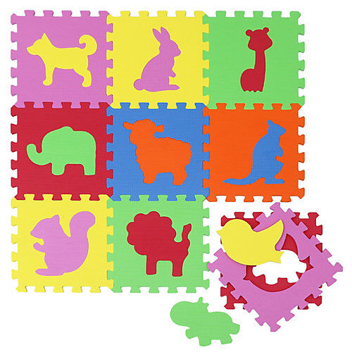 LittleTom Baby Puzzlematte ab 0 - Kinder EVA Spielmatte Zoo Tiere schwarz Modell 2