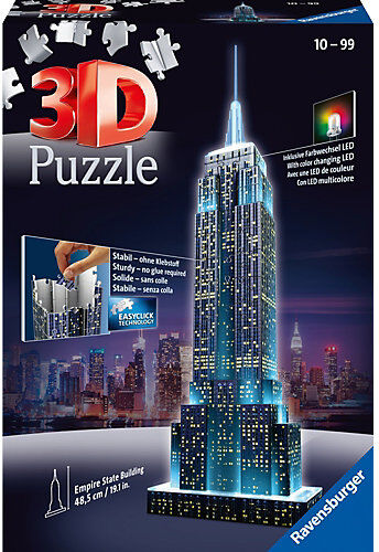 Ravensburger 3D-Puzzle Night mit LED, H49 cm, 216 Teile, Empire State Building bei Nacht