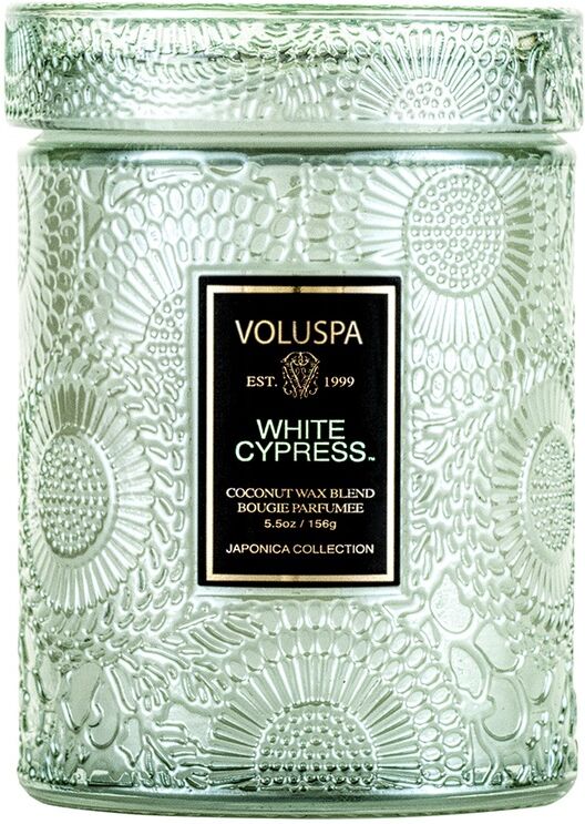 VOLUSPA White Cypress Mini Jar w/ Glass Lid