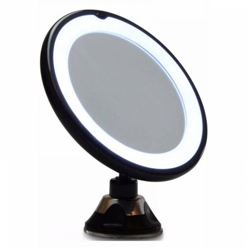 UNIQ Saugnapf Kosmetikspiegel mit LED-Licht und 10x Vergrößerung Black