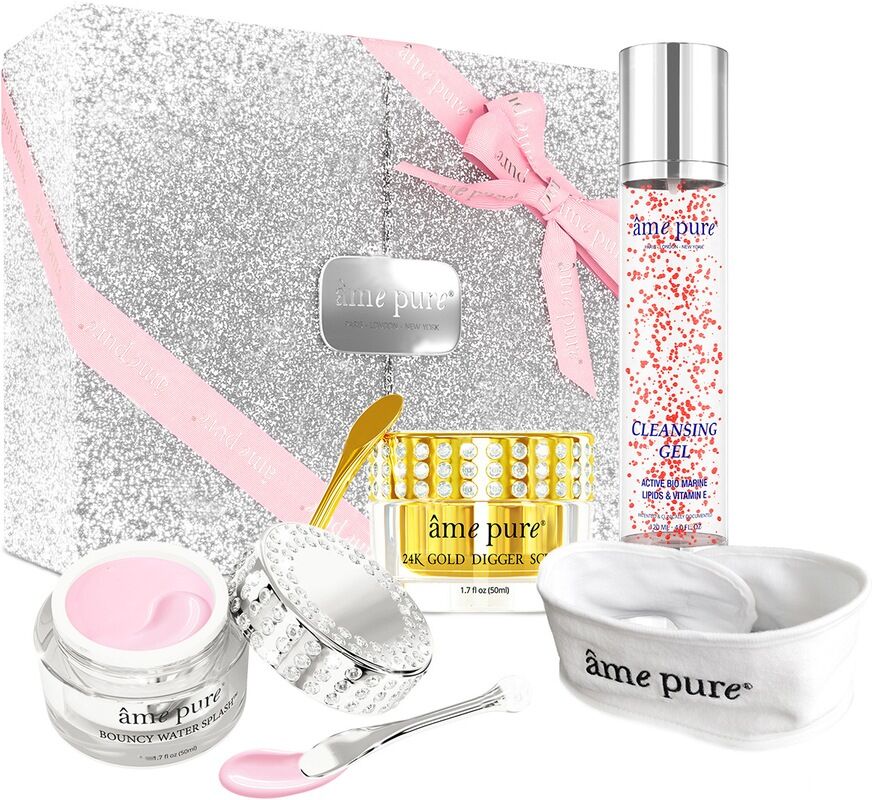 Pure âme pure âme pure Giftbox 24K Gold Digger Scrub + Cleansing Gel + Lash Boost Serum + SPA Headband