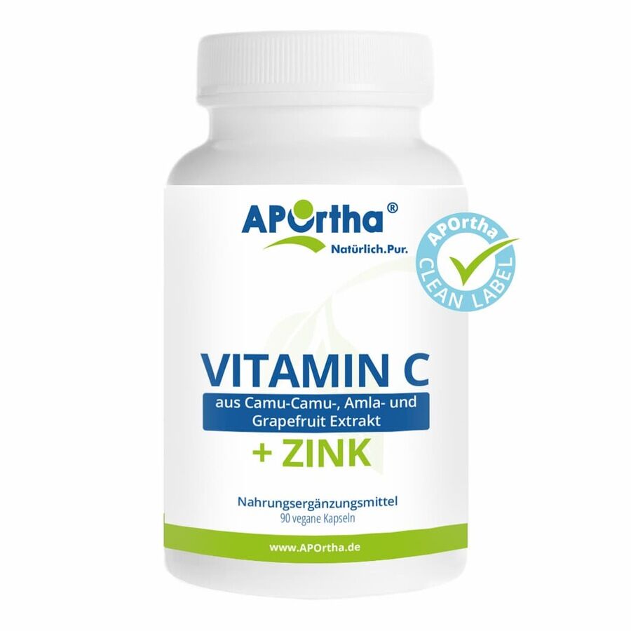 APOrtha APOrtha® Natürlicher Vitamin C Komplex + Bioflavonoide + Zink - 90 vegane Kapseln