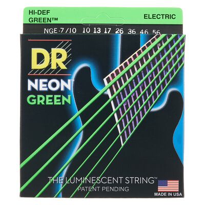 DR Strings Neon Green NGE7-10 Neon Grün DR Strings Neon Green NGE7-10 Neon Grün