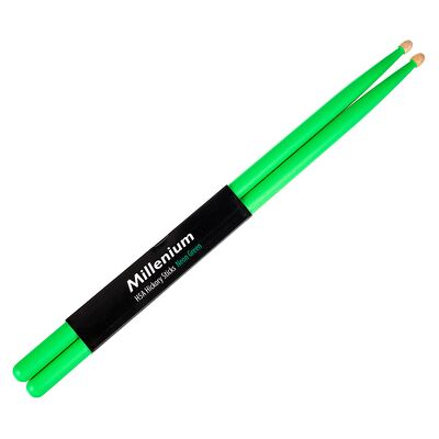 Millenium H5A Hickory Sticks Neon Green Neon Green Millenium H5A Hickory Sticks Neon Green Neon Green
