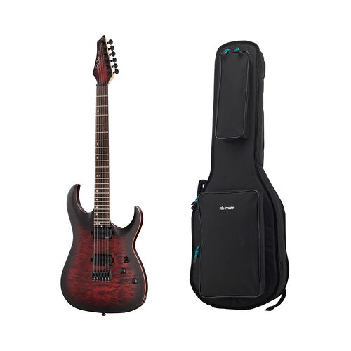 Harley Benton Amarok-6 BKRD Quilted B w/Bag Black Red Quilted Burst