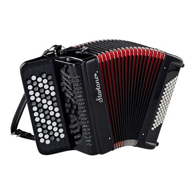 Startone Button Accordion B-System BK Schwarz mit rotem Balg Startone Button Accordion B-System BK Schwarz mit rotem Balg