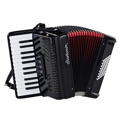 Startone Piano Accordion 48 Black MKII Schwarz mit rotem Balg Startone Piano Accordion 48 Black MKII Schwarz mit rotem Balg