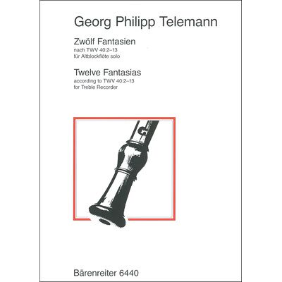 Bärenreiter Telemann 12 Fantasien Recorder Bärenreiter Telemann 12 Fantasien Recorder