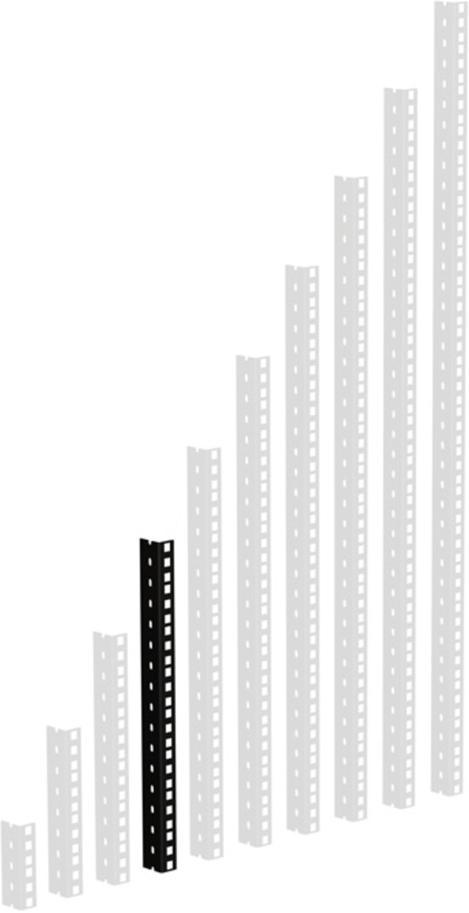 Adam Hall 61535B8 Rackschiene, schwarz gestanzte Löcher, 8 HE - Profil