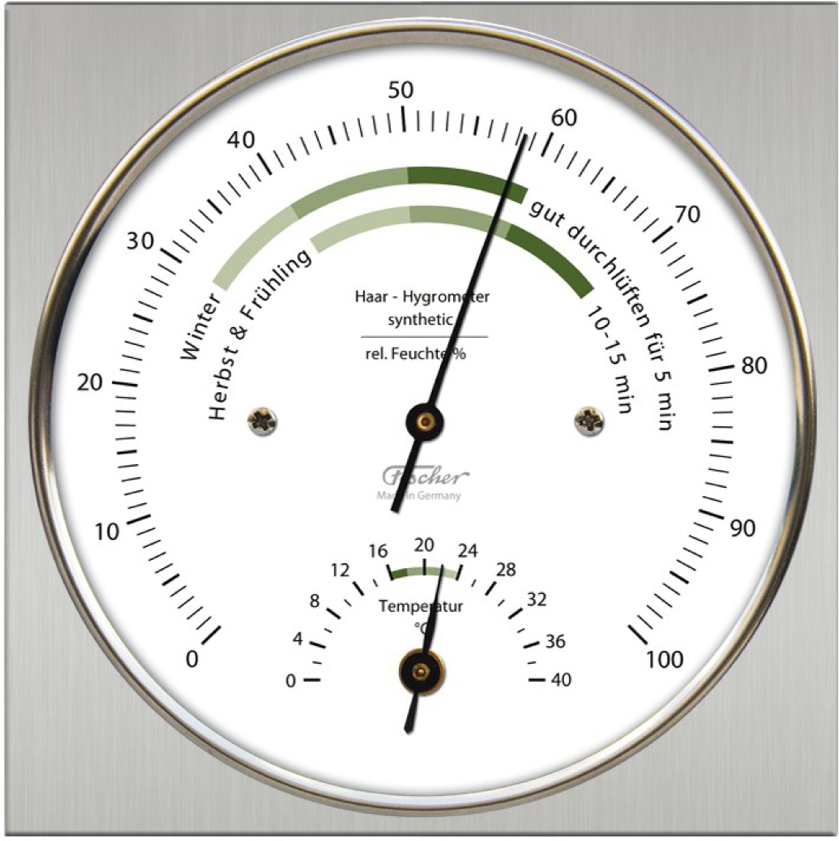 Feingeräte Fischer - Hygrometer Edelstahl Wand