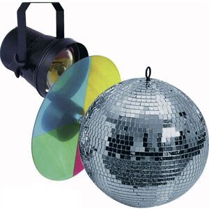 lightmaXX Mirrorball Set 1 / 20cm Motor, Pinspot, Farbwechsler Lichtefekte Set Discokugel Spiegelkugel Scheinwerfer