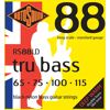 Rotosound Bass Saiten RS88LD, 4er 65-115 Tru Bass 88, Black Nylon Flat - Saitensatz für 4-Saiter E-Bass