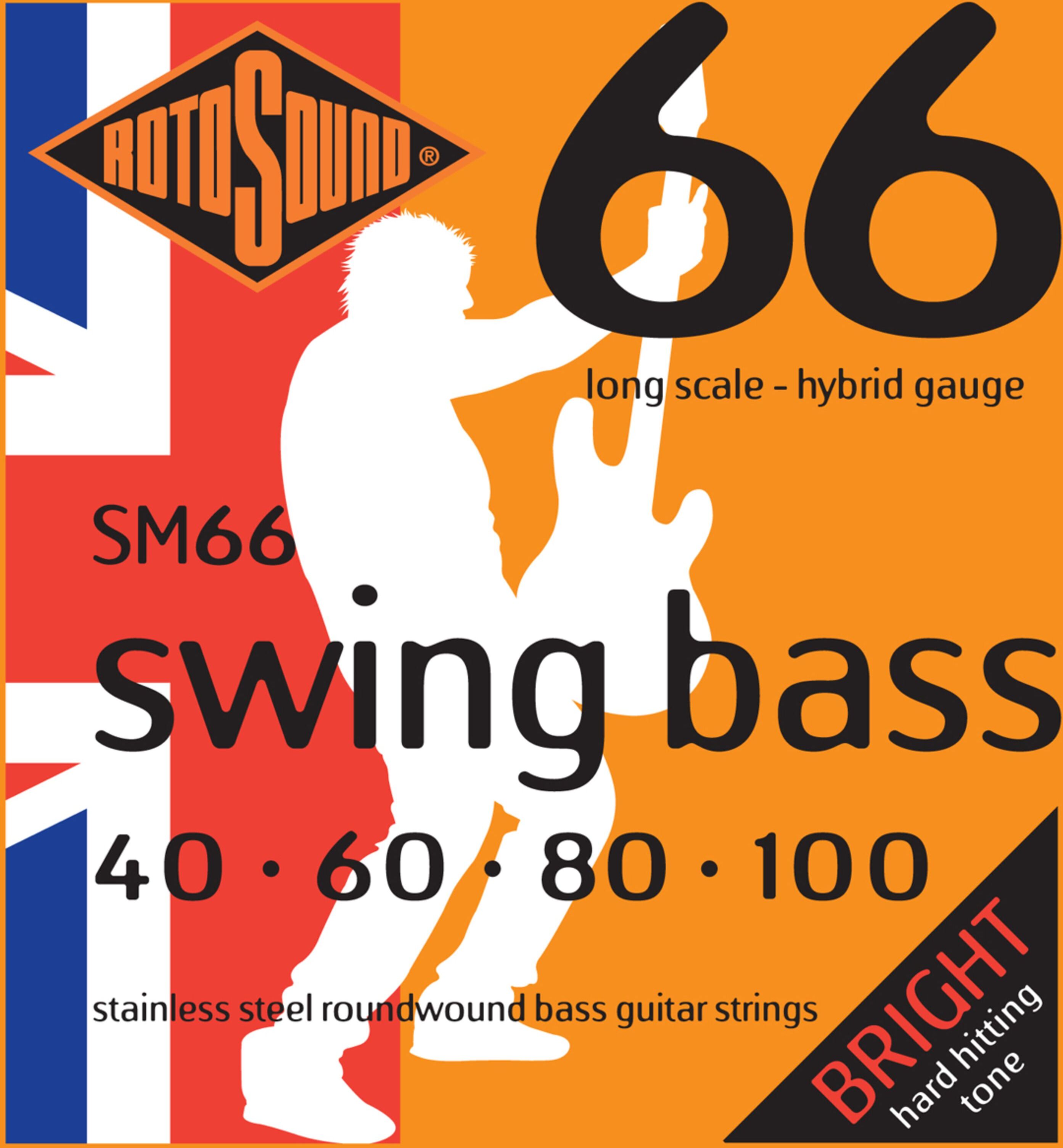 Rotosound Bass Saiten SM66 4er 40-100 Swing Bass 66, Stainless Steel - Saitensatz für 4-Saiter E-Bass