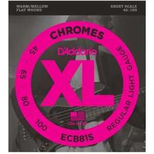 D'Addario ECB81S 45-100 Chromes Flatwound Stainless Steel - Saitensatz für 4-Saiter E-Bass