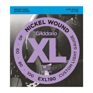 D'Addario 4er Bass XL Nickel 40-100 40-60-80-100, EXL190 - Saitensatz für 4-Saiter E-Bass