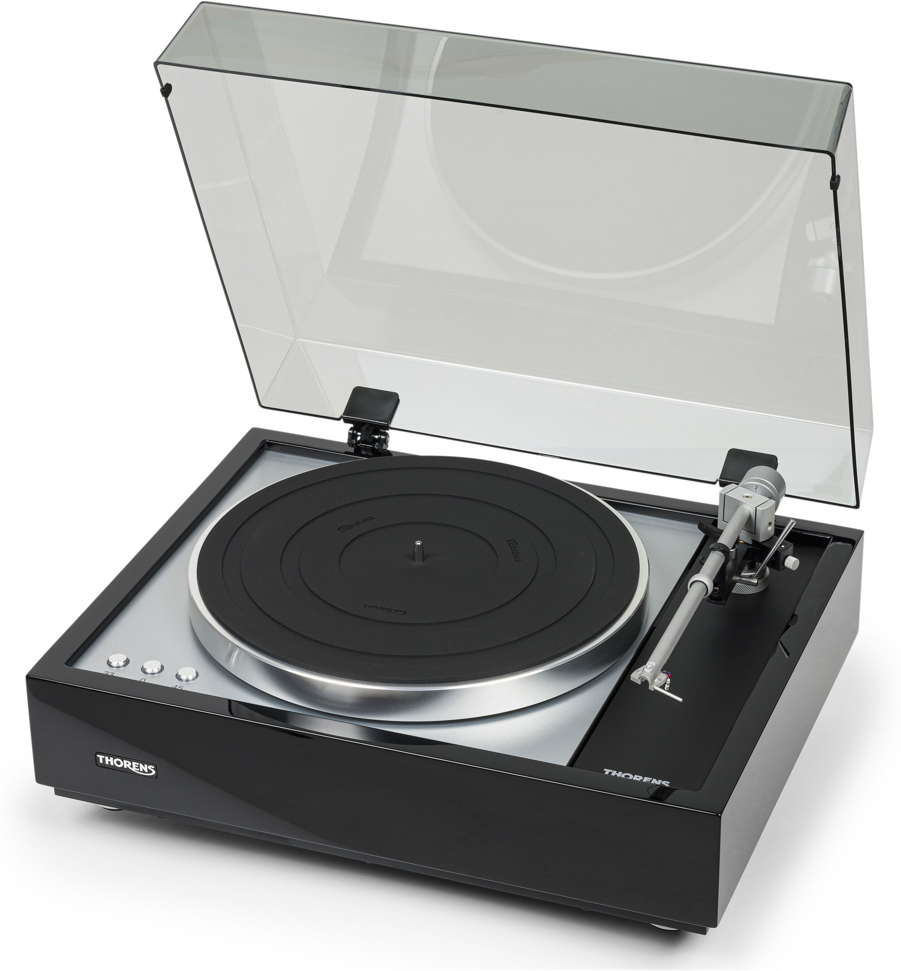 Thorens TD 1600 schwarz Hochglanz, High End, Subchassis, XLR - Plattenspieler Riemenantrieb