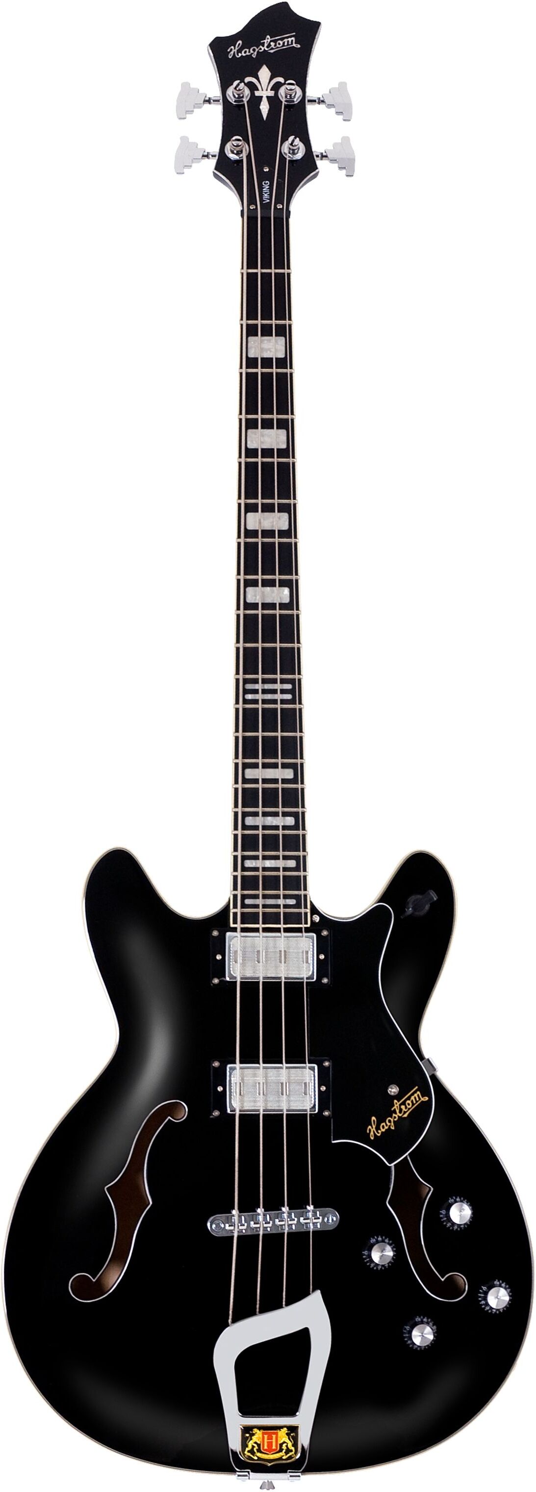 Hagstrom Viking Bass Black Gloss - Rechtshänder Halbakustik-Bass