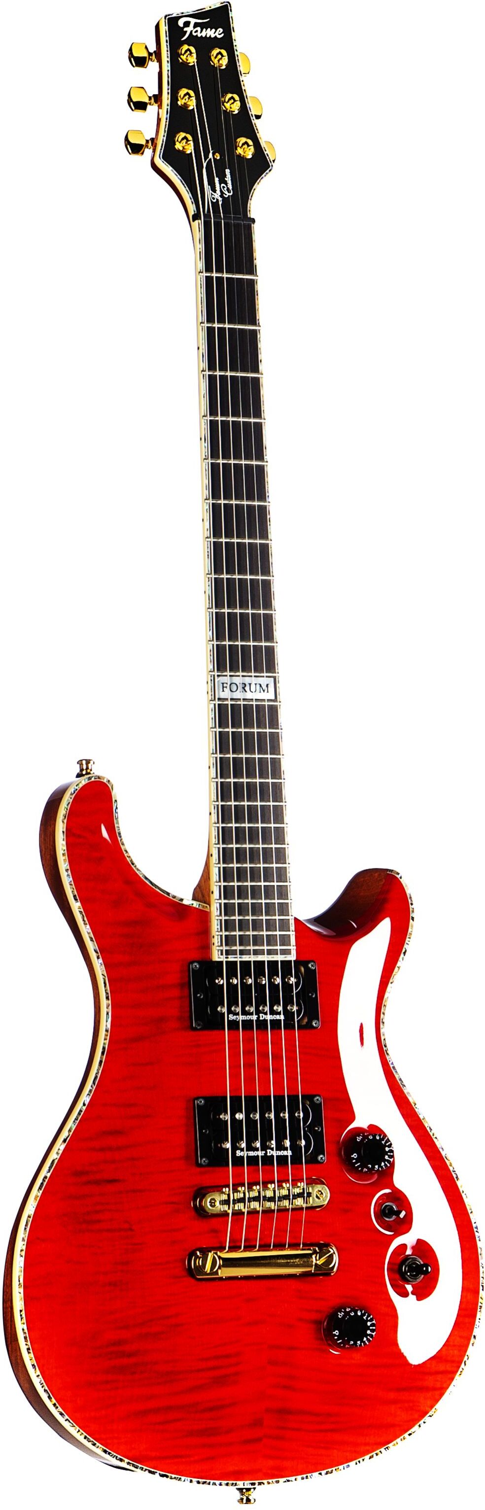 Fame Forum Custom Flamed Maple Top Transparent Red - Custom E-Gitarre