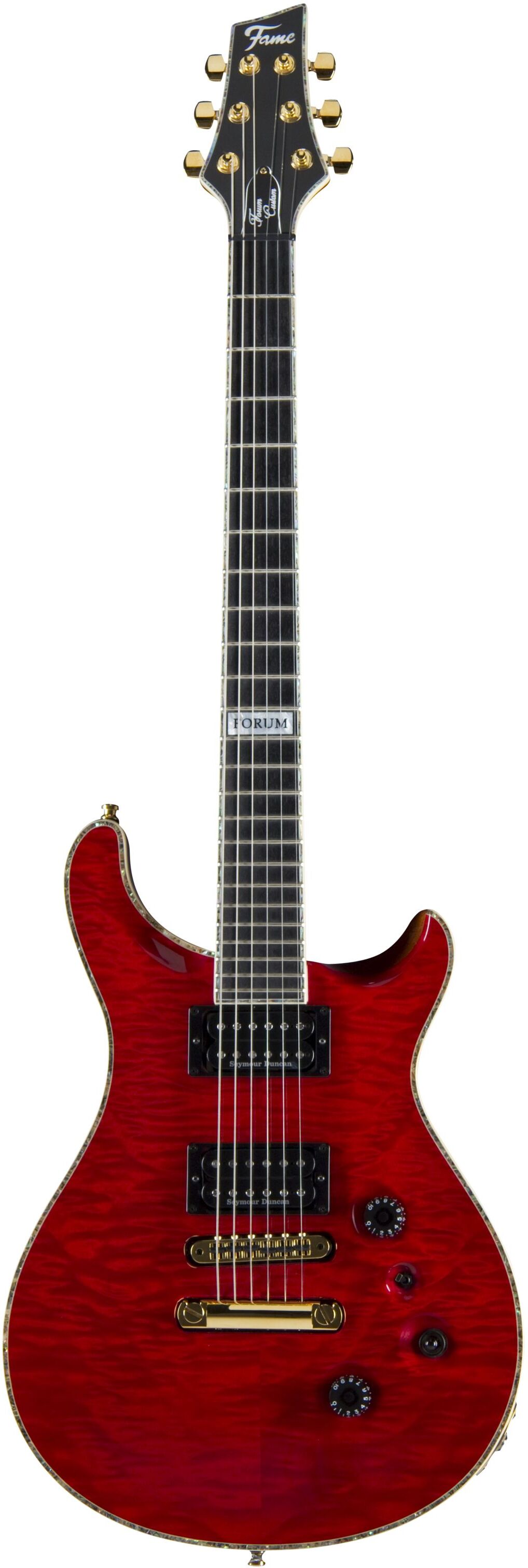 Fame Forum Custom Quilted Maple Top Transparent Red - Custom E-Gitarre