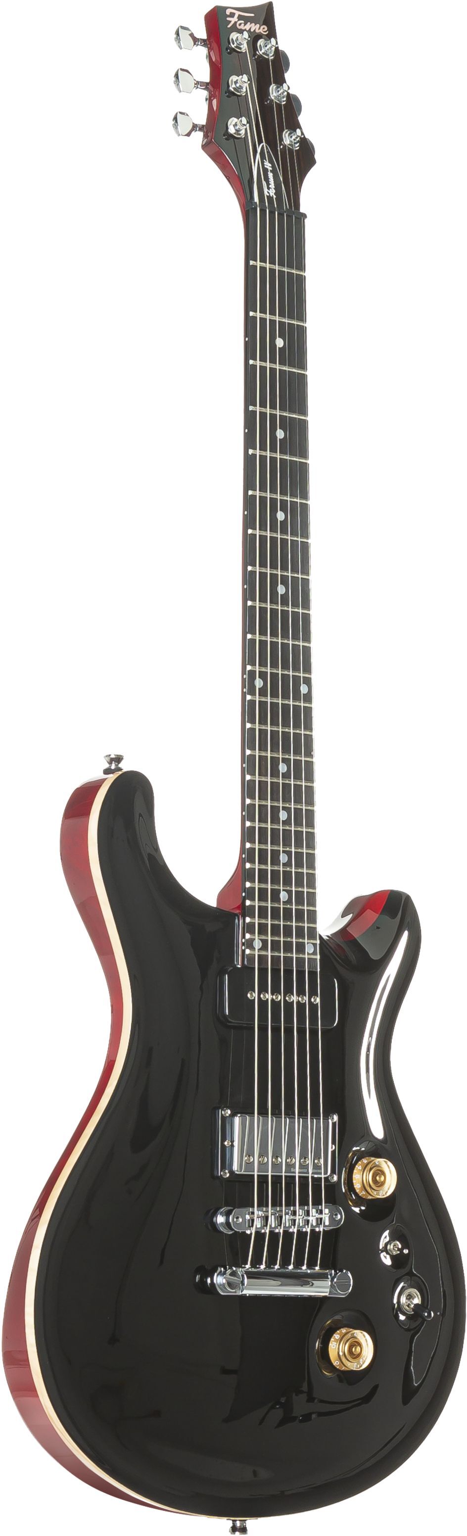 Fame Forum IV Classic P90 Solid Black Top - E-Gitarre