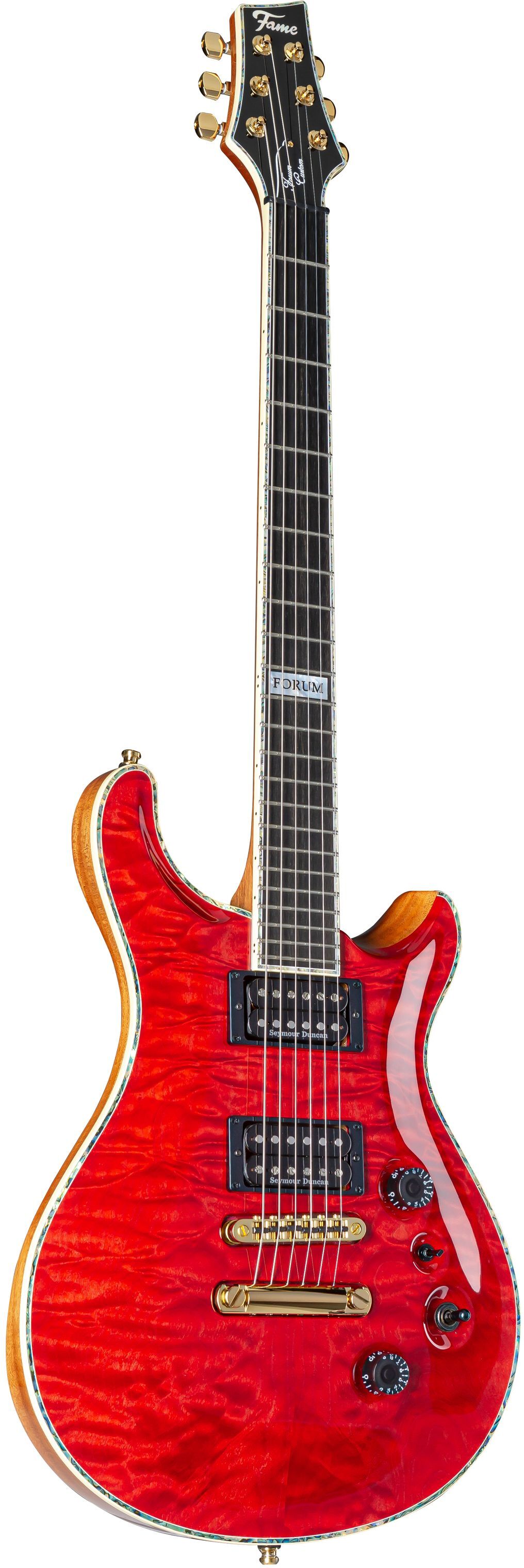 Fame Forum Custom Quilted Maple Top Transparent Red #FC2309114 - Custom E-Gitarre