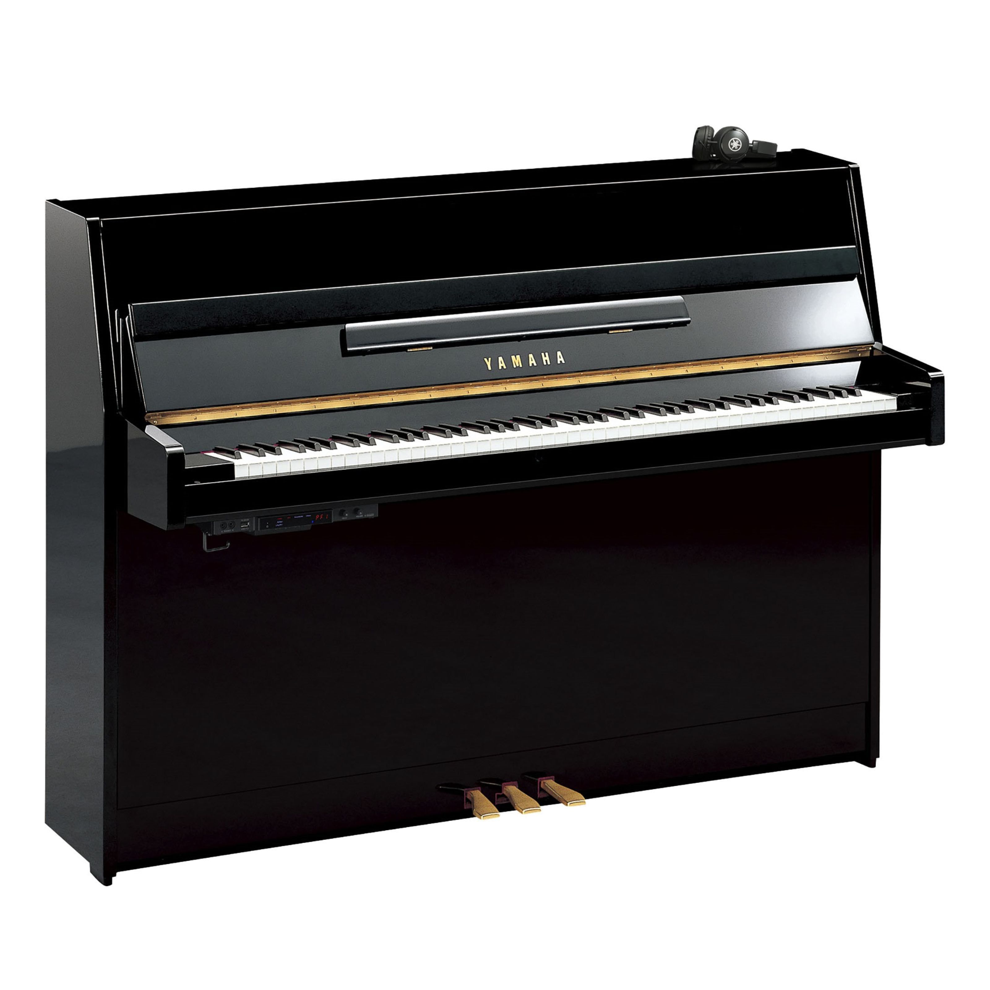 Yamaha B1 SC3 PE, 109cm schw. pol., Messing-Beschläge - Hybrid Piano