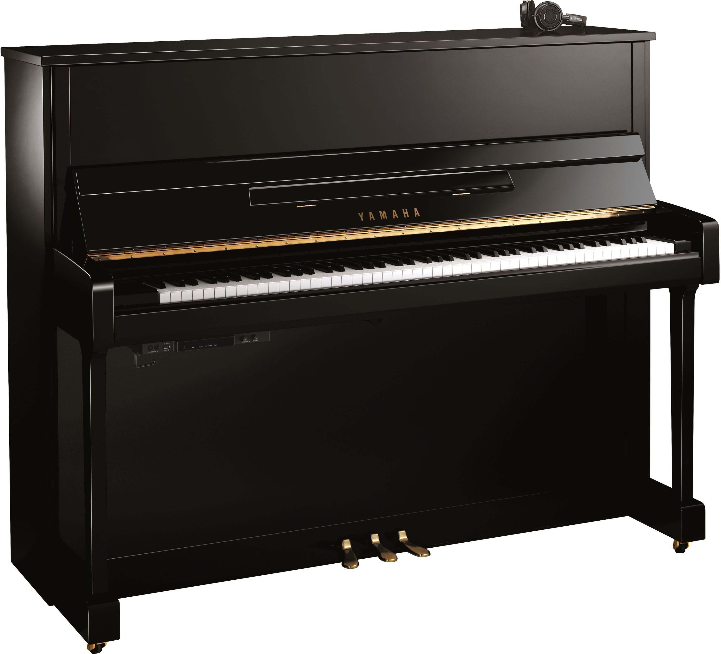 Yamaha B3 SC3 PE, 121cm schw. pol., Messing-Beschläge - Hybrid Piano