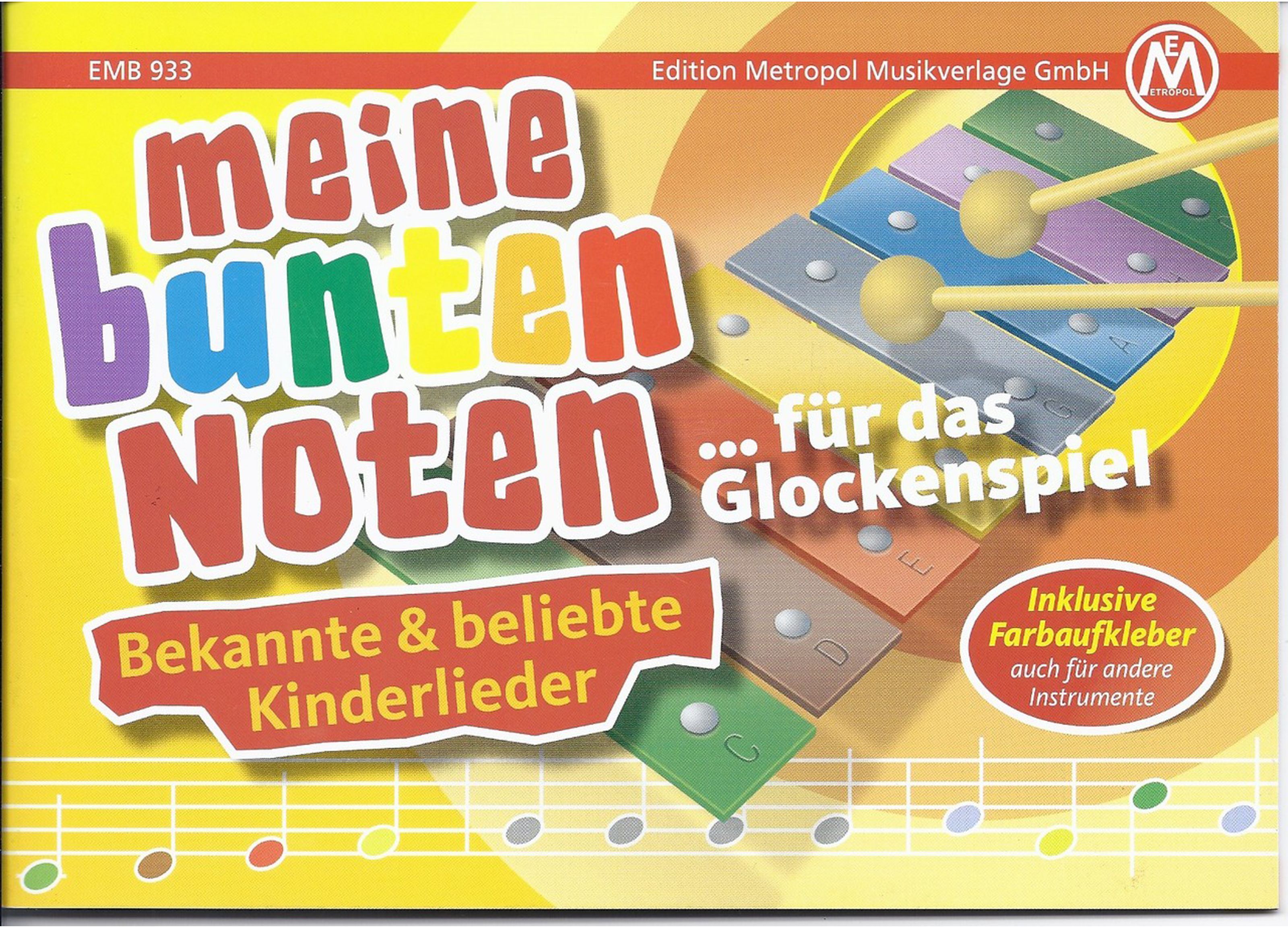 Edition Metropol Meine bunten Noten Kinderlieder, Glockenspiel - Musikpädagogik