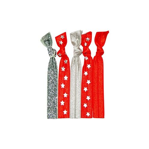 Popband Accessoires Zopfbänder Hair Tie All Star Red-Silver 5 Stk.
