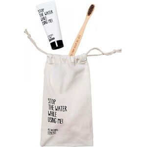 STOP THE WATER WHILE USING ME! Gesicht Zahnpflege Geschenkset Wooden Bamboo Tothbrush + Toothpaste 75 ml + Mini Tote Bag Oral Care