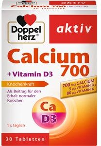 Doppelherz Gesundheit Mineralstoffe & Vitamine Calcium 700 + Vitamin D3 Tabletten 30 Stk. Doppelherz Gesundheit Mineralstoffe & Vitamine Calcium 700 + Vitamin D3 Tabletten 30 Stk.