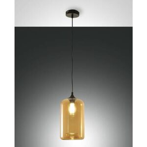 Moderne Glas Pendelleuchte Fabas Luce SILO 1-flammig E27 amber 180mm