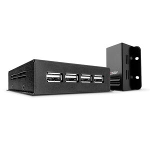 Lindy 42681 4 Port USB 2.0 Cat.6 Extender Verlängerung, Überbrückung bis 50m, IN/OUT: 4x USB-A / RJ45