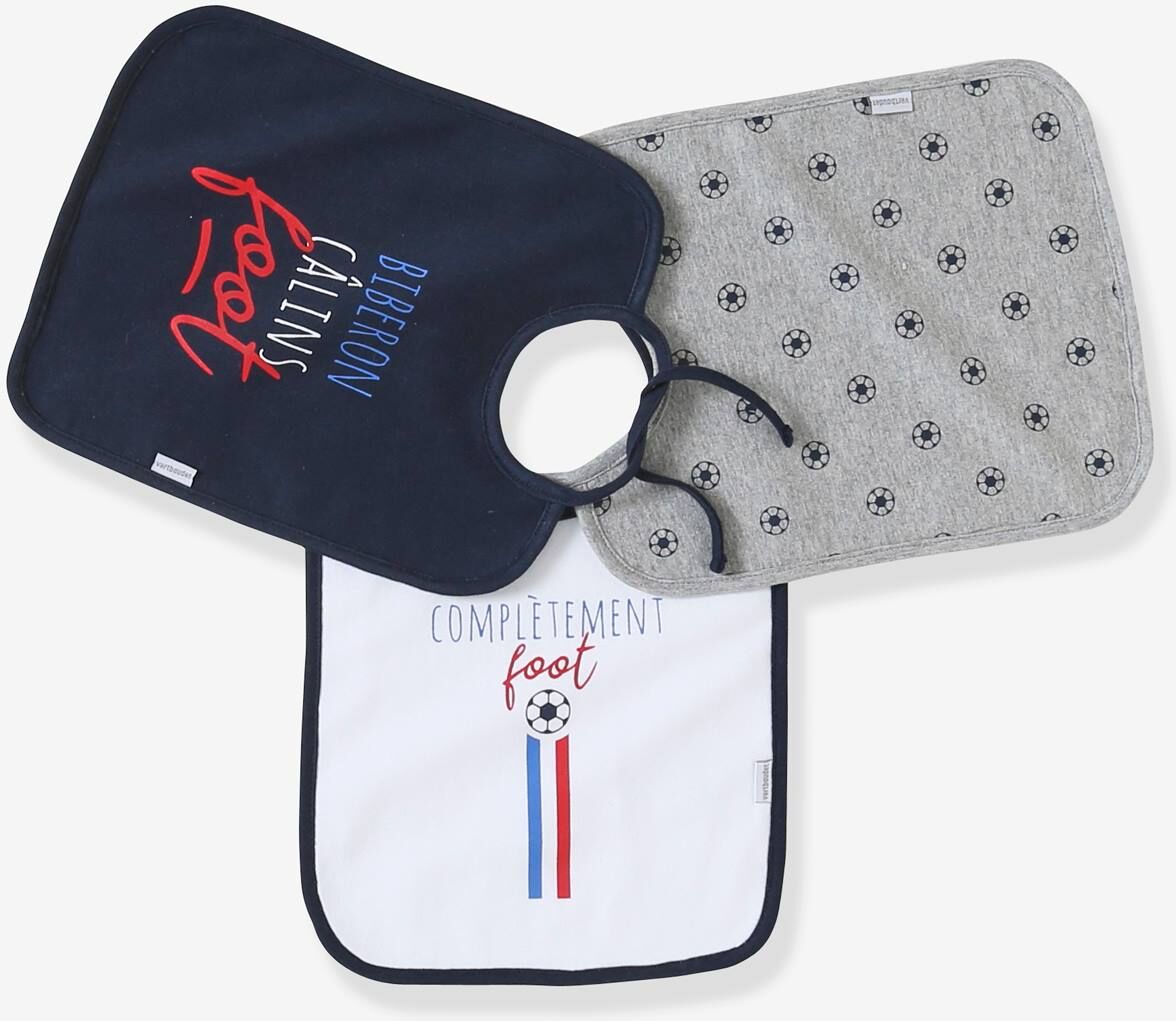 Vertbaudet 3er-Pack Baby Lätzchen zum Binden, Fußball-Motive blau/grau/weiß von vertbaudet Vertbaudet 3er-Pack Baby Lätzchen zum Binden, Fußball-Motive blau/grau/weiß von vertbaudet